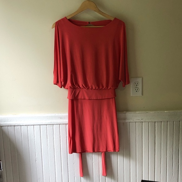 Coral Dolman Dress with a Bow in the Back - Picture 4 of 8